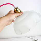 Suspension in white glass, vintage