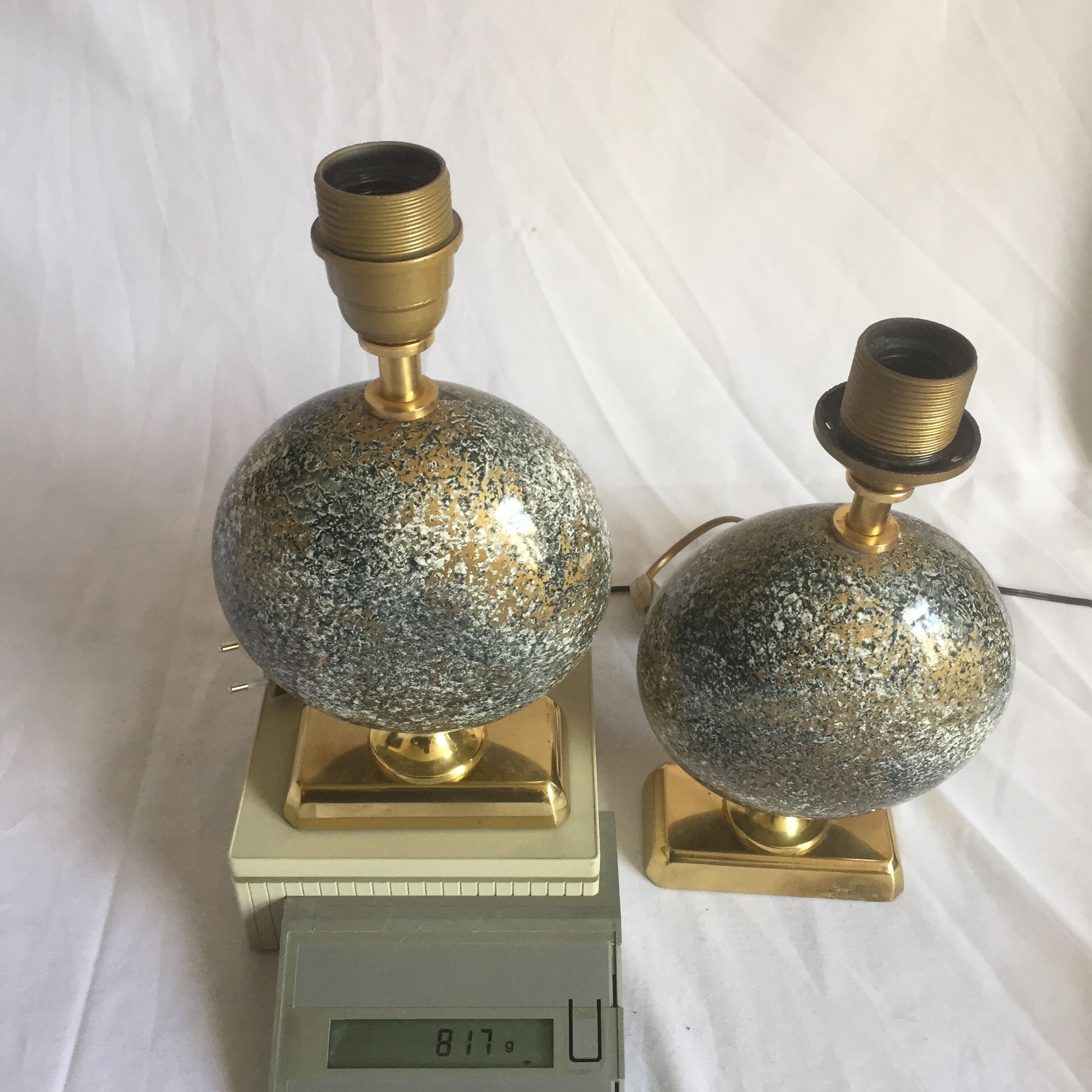 Pair of French 70s lamps Philippe Barbier style