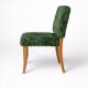 Pair of vintage wooden chairs with green fur effect upholstery – Year