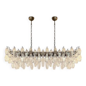 Contemporary Rectangular "Poliedro" Murano Glass Brunish Chandelier by Simo