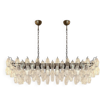 Contemporary Rectangular "Poliedro" Murano Glass Brunish Chandelier by Simo