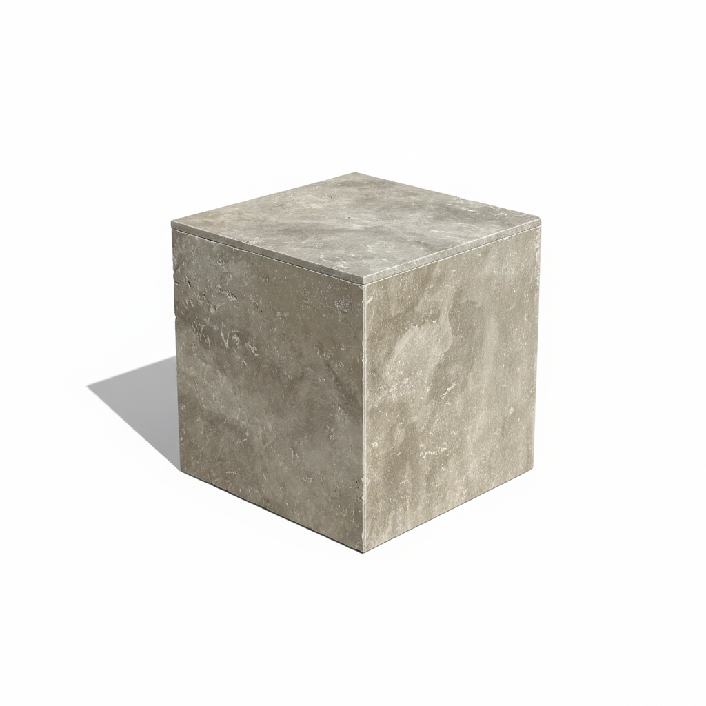 Side table, "cube" end table in travertine.