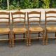 4 solid wood and straw Louis Philippe chairs from the 1960s.