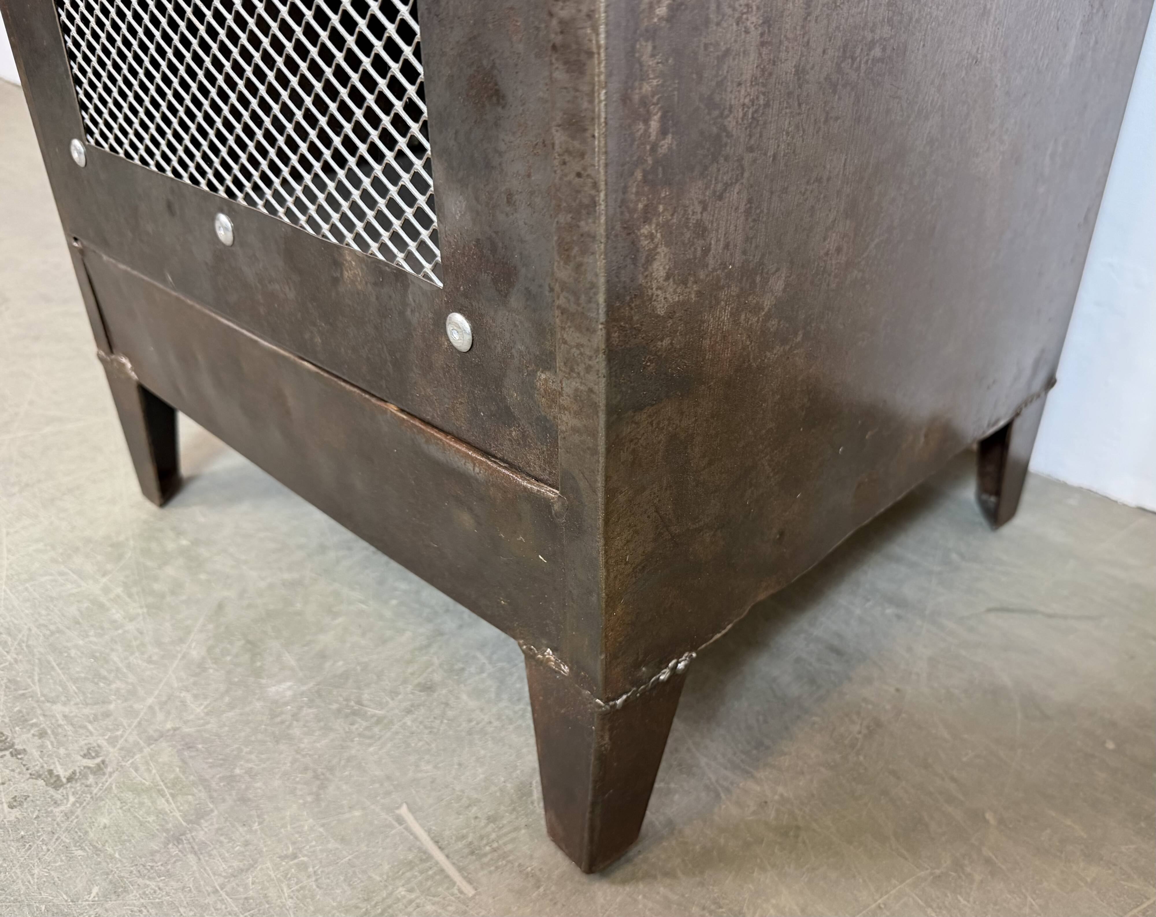 Industrial Iron Cabinet with Mesh Door, 1960s
