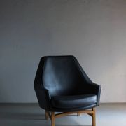 IB Kofod-Larsen leather oak easy chair | OPE Sweden | 1960s