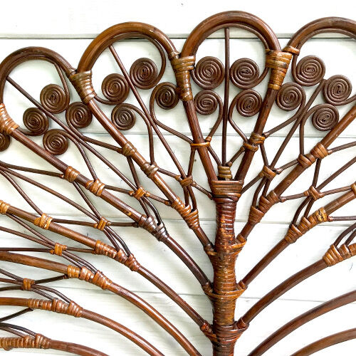 Headboard rattan peacock