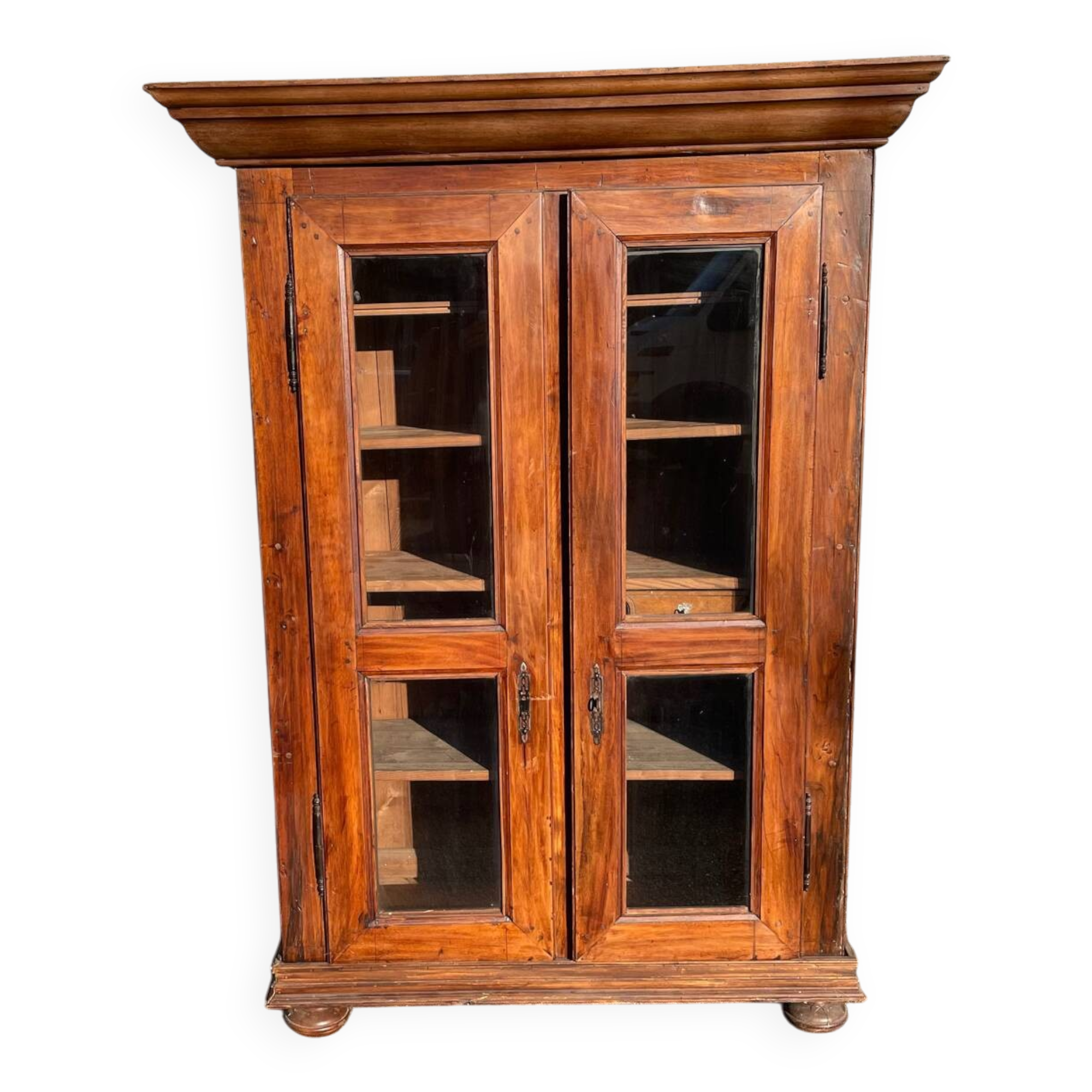 French walnut glass cabinet