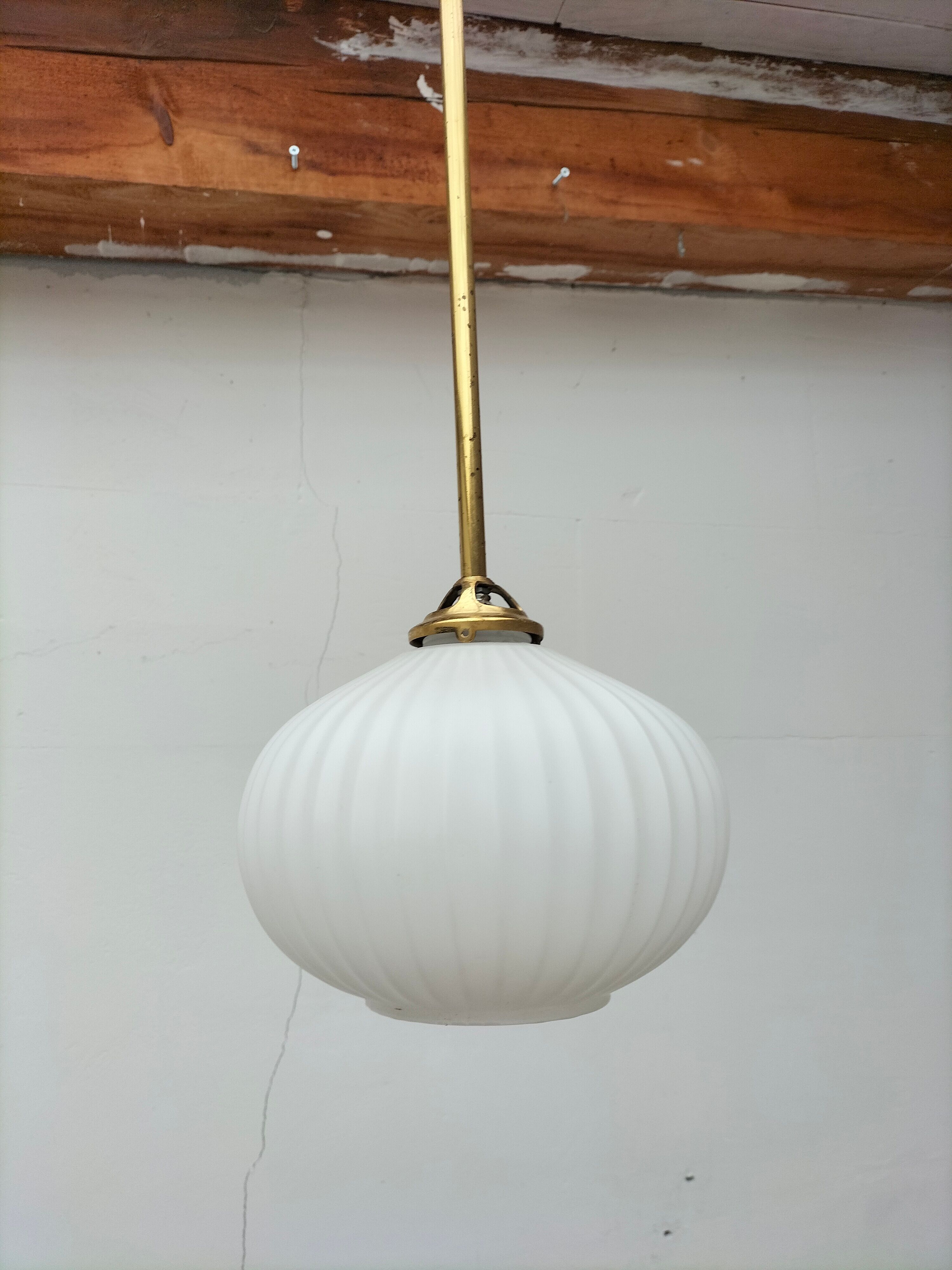 Pair brass and glass chandeliers