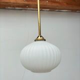 Pair brass and glass chandeliers