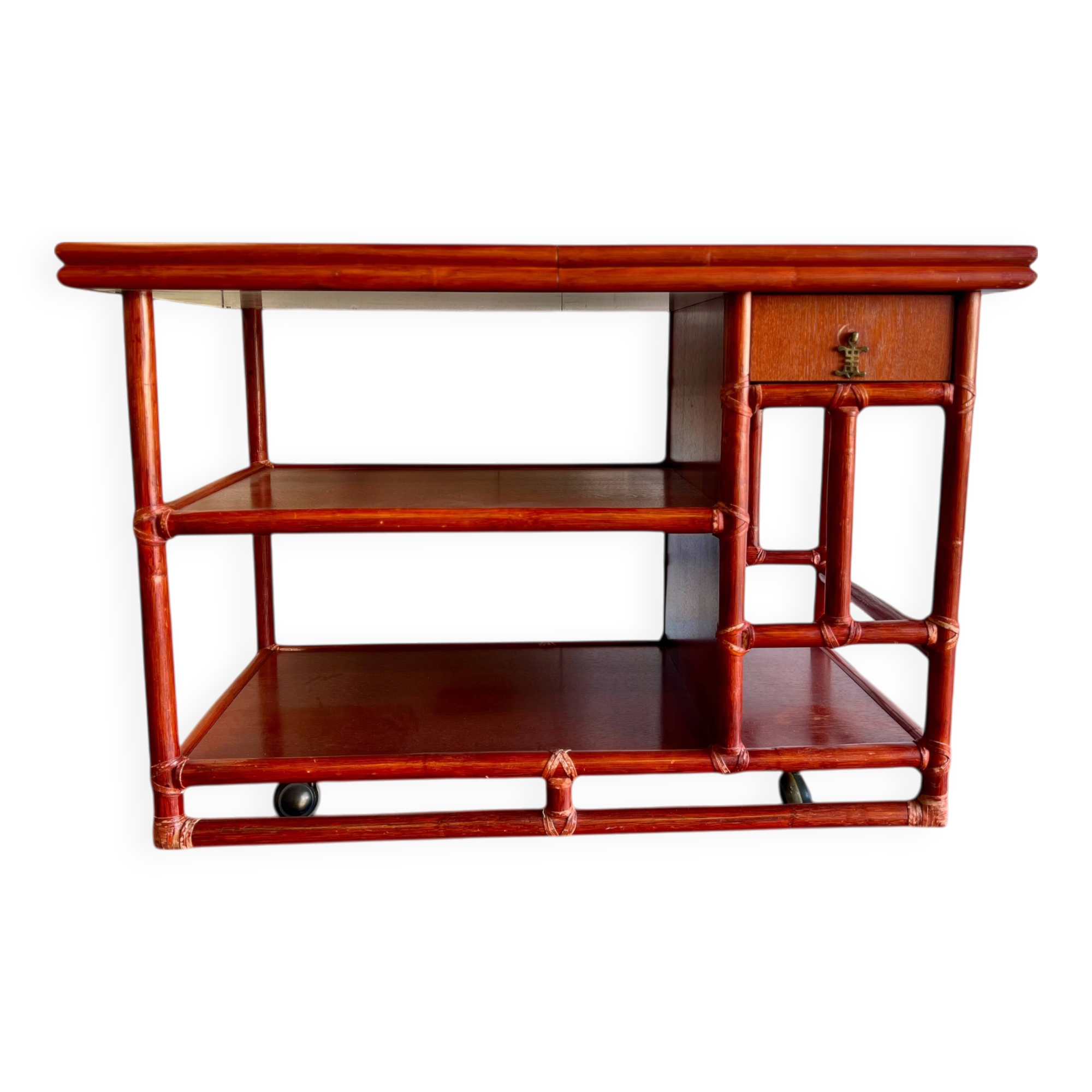 Lydia Levi coral red for McGuire Bar Cart