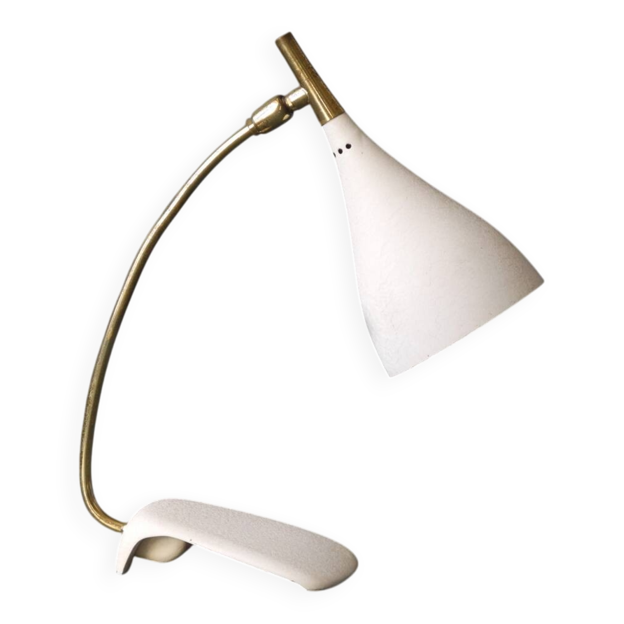 Cosack Mid Century table lamp with beige shrink paint and brass neck