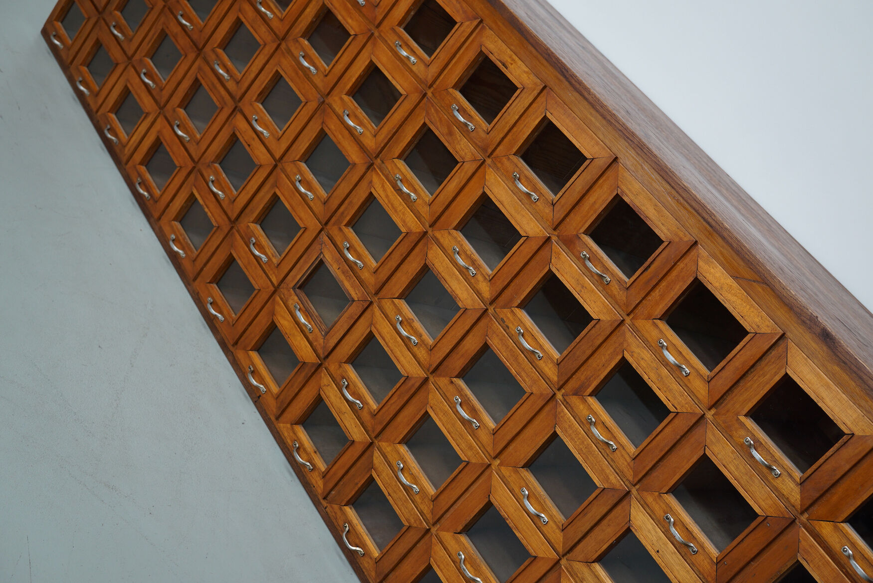 Vintage Dutch Oak Haberdashery Shop Cabinet / Vitrine, 1950s
