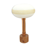 Vintage table lamp marble base with copper and milk glass shade