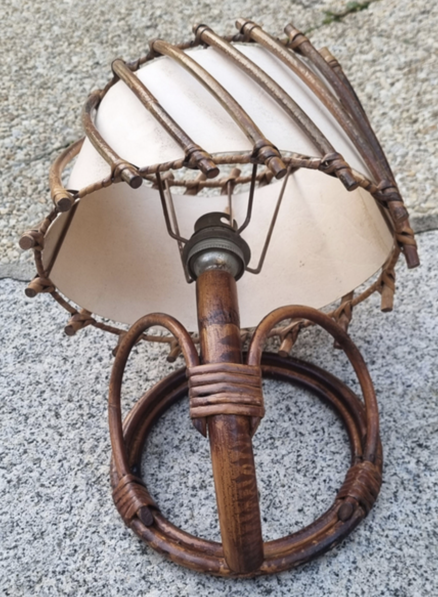 Pair of rattan bamboo sconces,  vintage, 60s