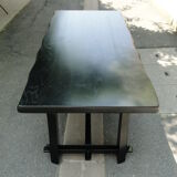 Black black brutalist table in elm