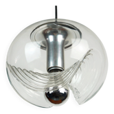 peill & putzler mid century PENDANT LAMP 'wave' clear glass chrome 1960s