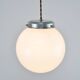 Small Mid-Century Italian Opaline & Metal Sphere Pendant Lamp