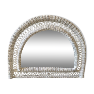 Large Vintage Rattan Wall Mirror 70x76cm