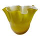Fazzoletto vase in blown Italian glass, yellow opaline lined, Murano 1960-70.