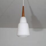 Danish teak and opaline chandelier 1960