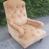 Large faauteuil crapaud  capitonnés