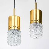 Brass and bubble glass pendant light by veb narva, 1970s