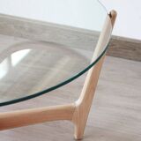 Round Coffee Table - Glass top and beech base