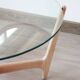 Round Coffee Table - Glass top and beech base