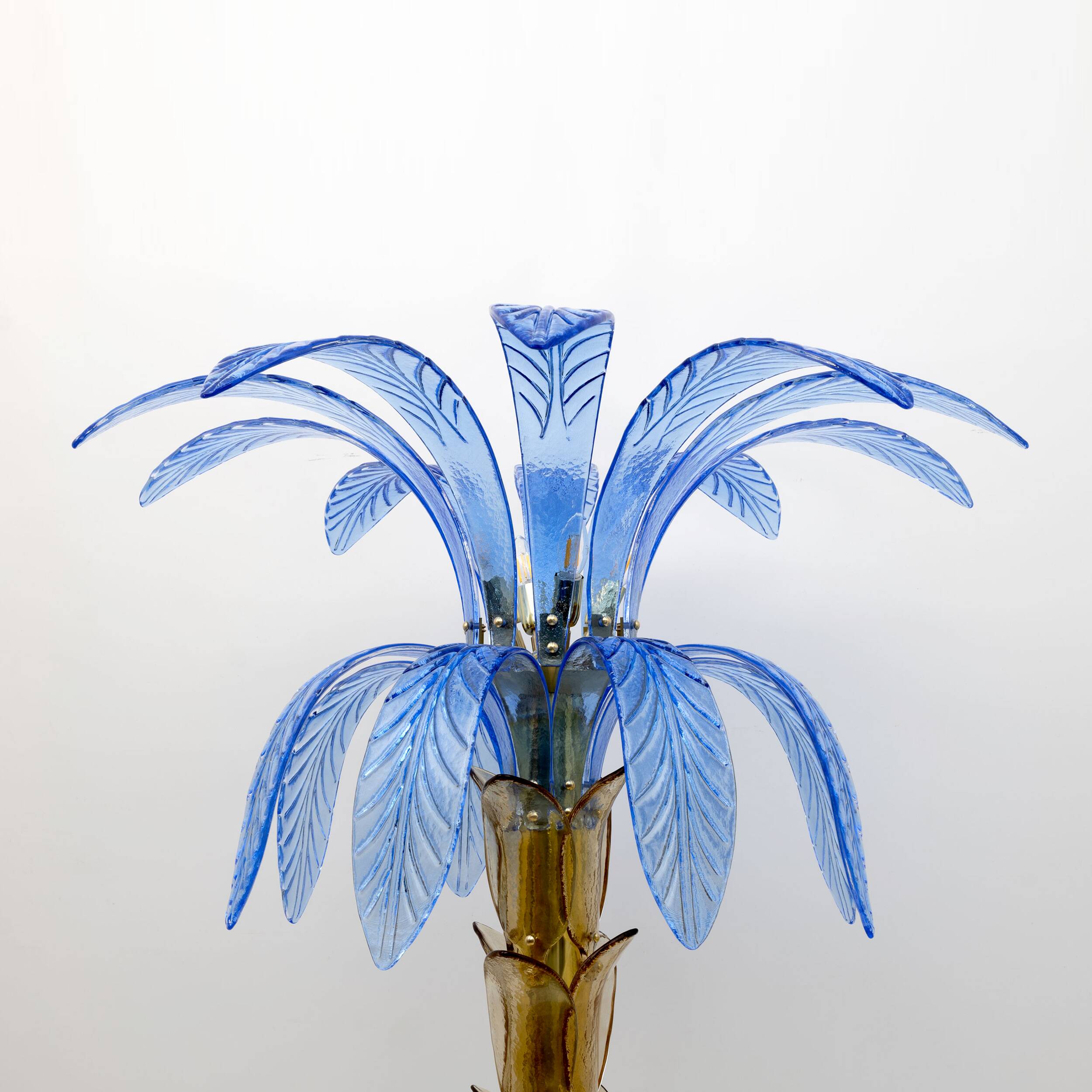 Mid-Century Modern Murano Glass and Brass Palm Tree Floor Lamp