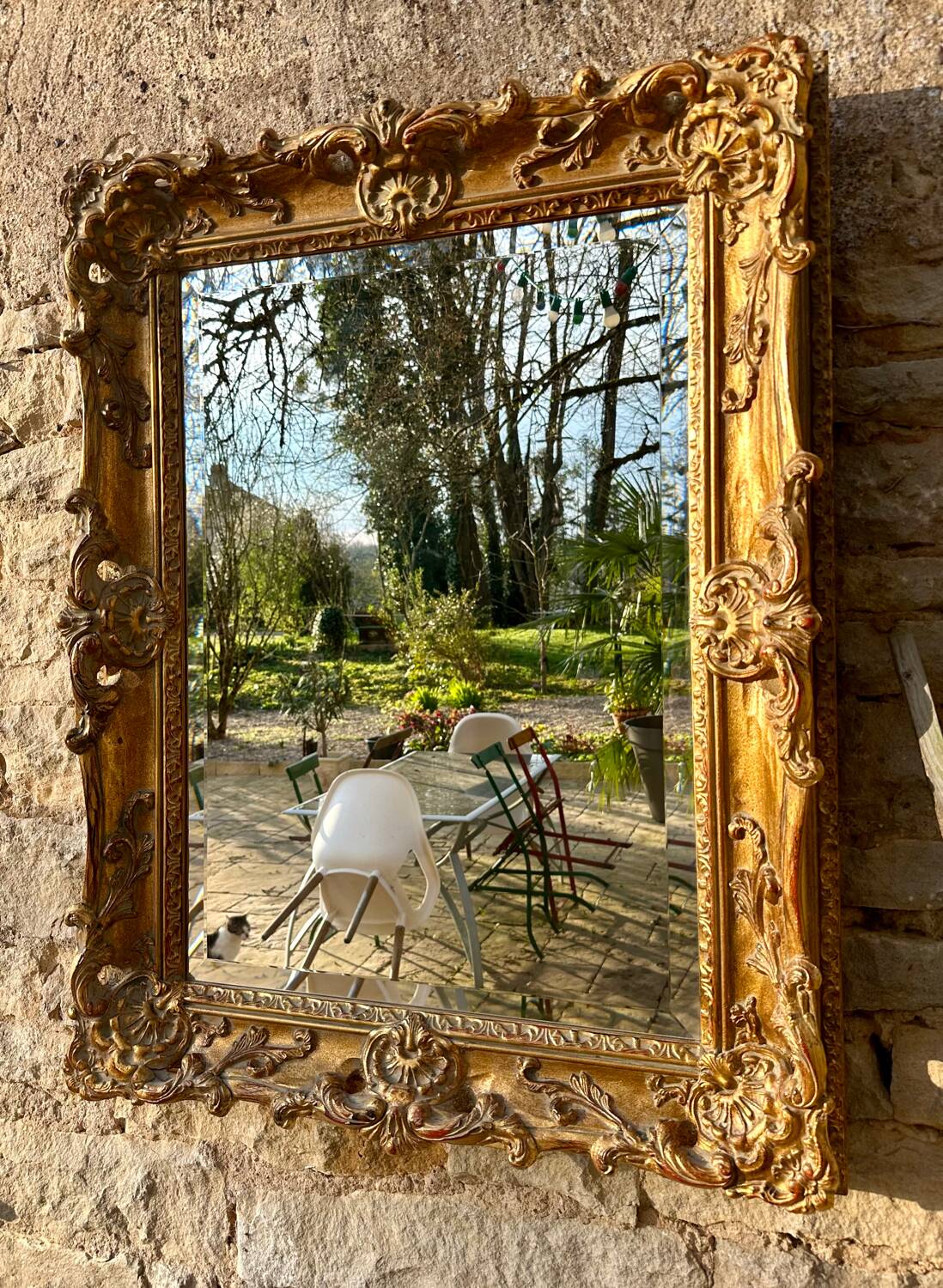 Large golden mirror