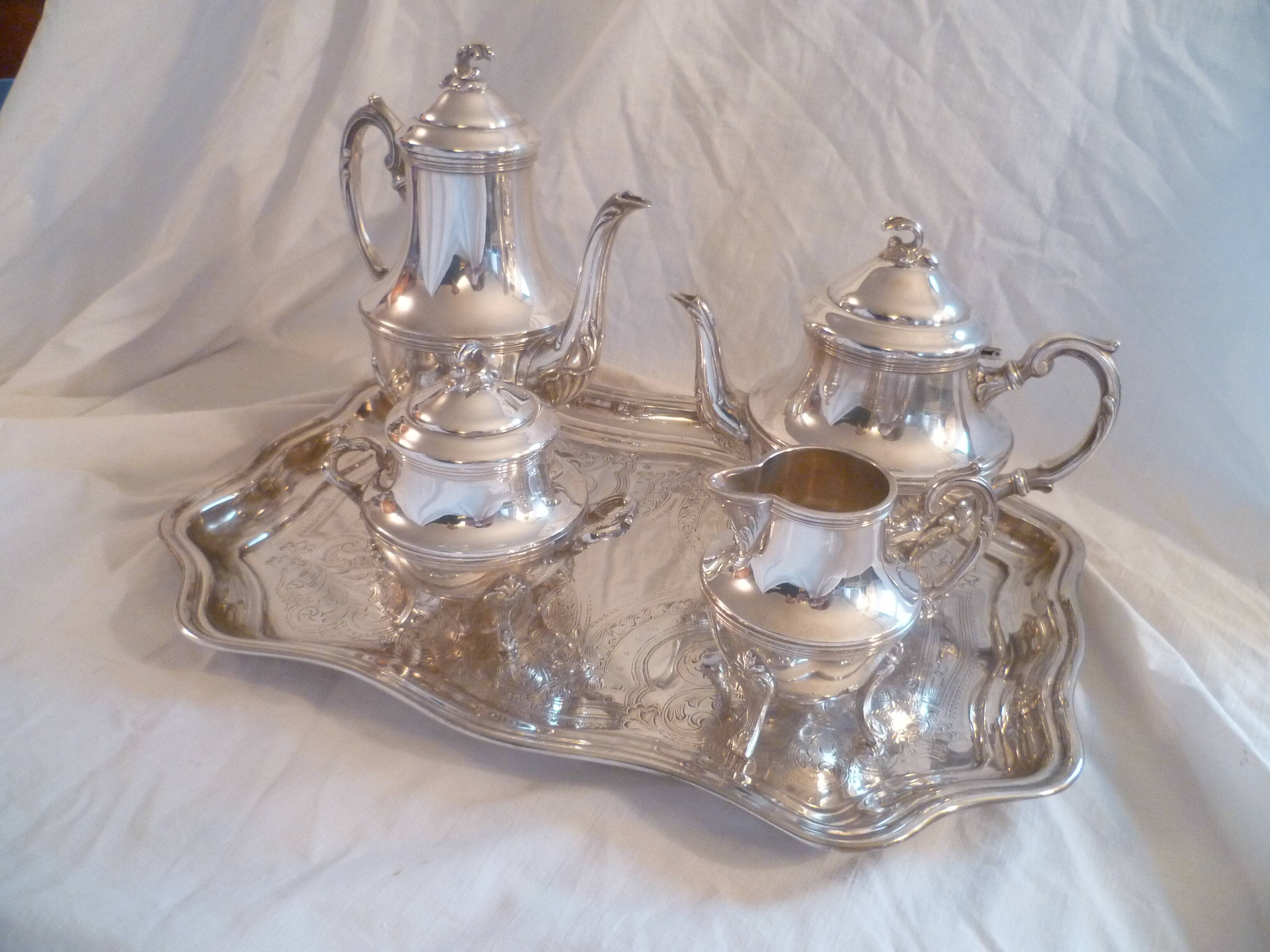 Service a cafe/the 5 pieces met.argente quadripode styl louis xv