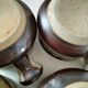 4 caquelons en grès émaillé, esprit wabi-sabi, années 70
