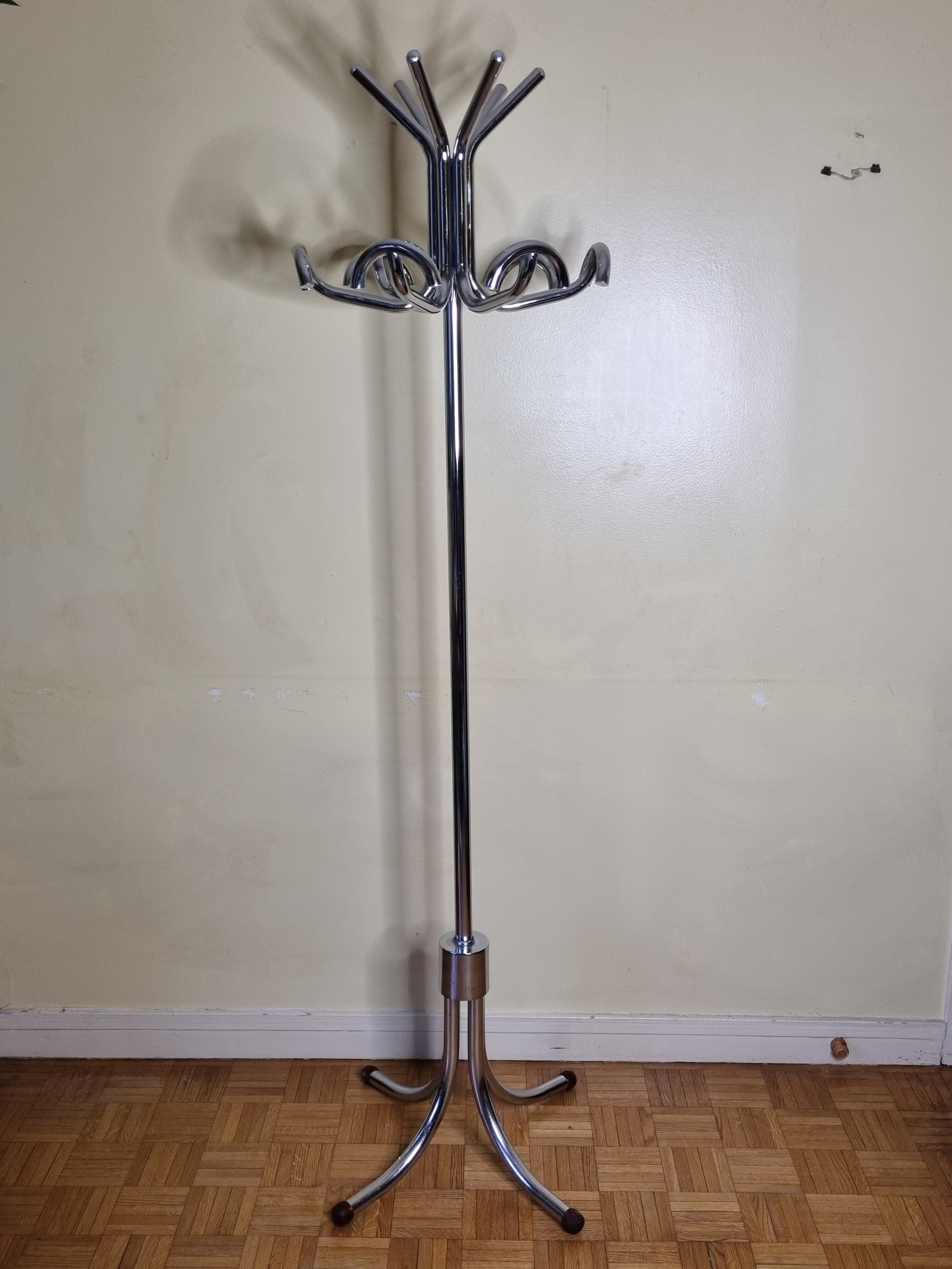 Portemanteau vintage en métal chromé, années 50-60