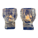 Set of 2 Swedish brutalist frosted glass candle holders.