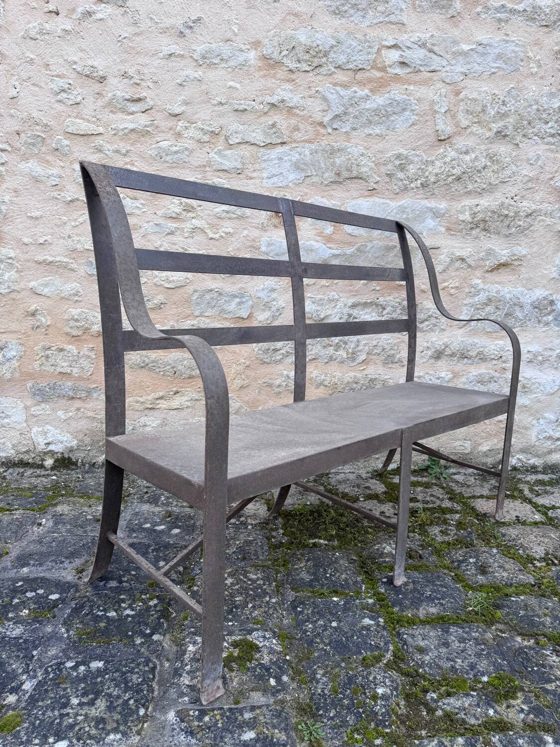 Handcrafted wrought iron garden bench