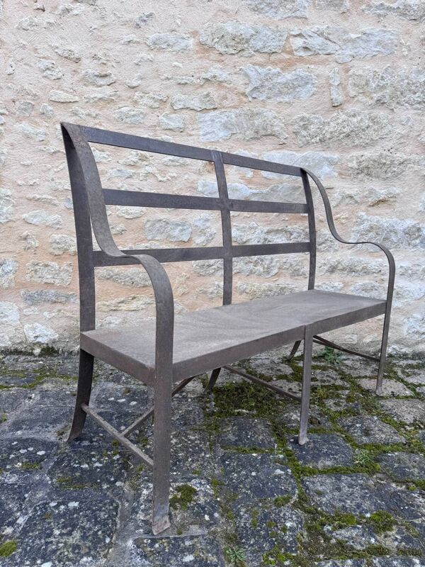 Banc de jardin artisanal en fer forgé