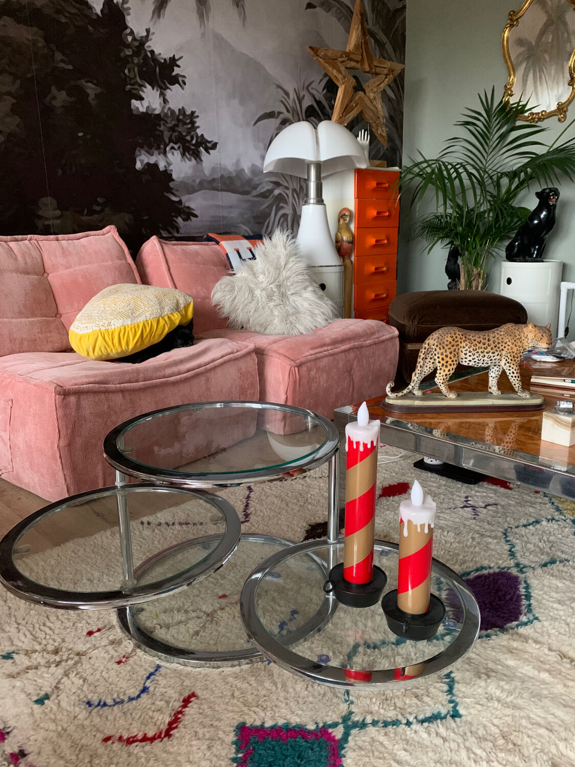 Chrome round coffee table