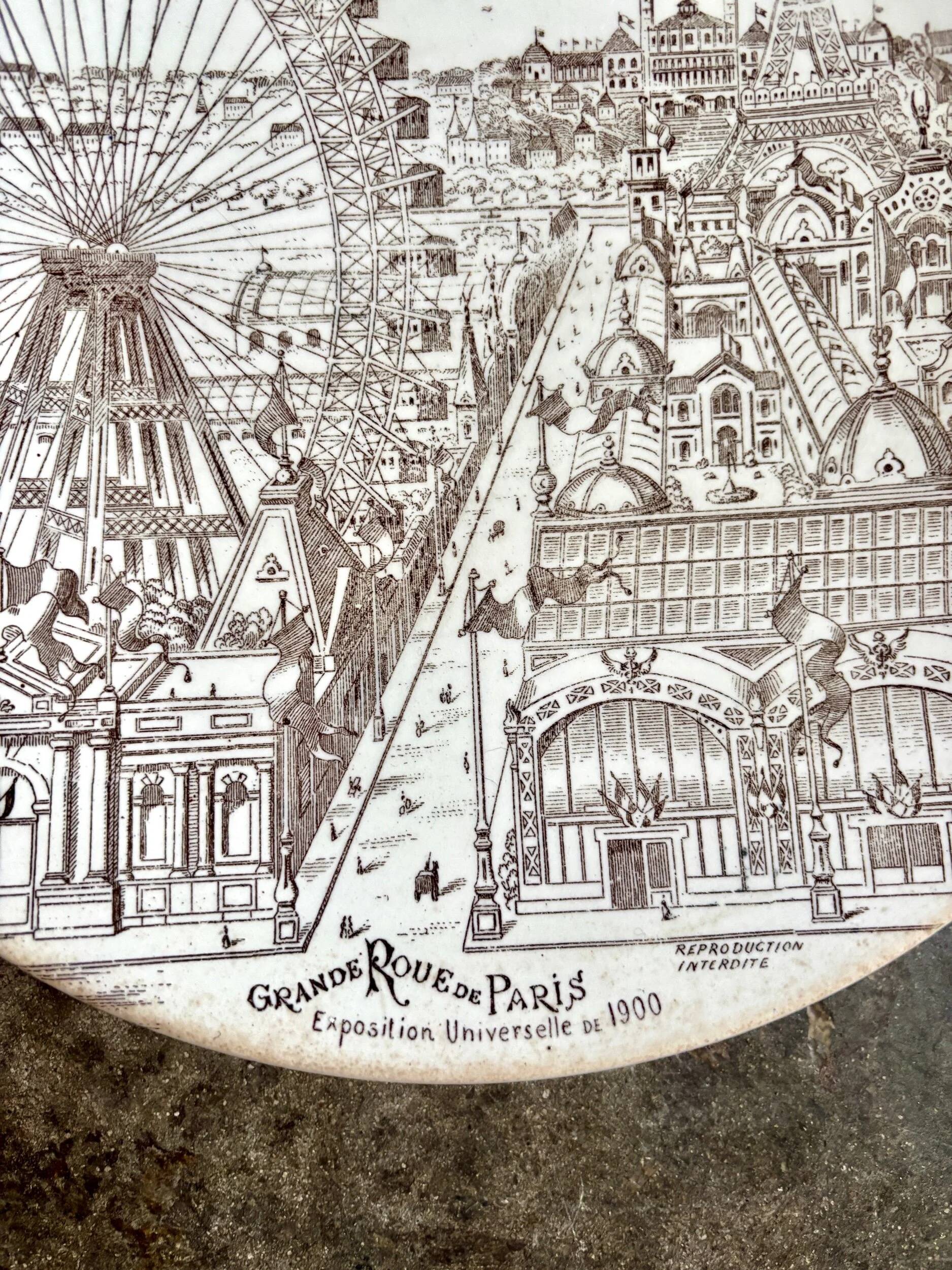 Brown earthenware plate "Universal Exhibition of 1900" No. 1
