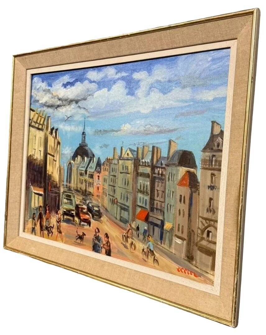 Ollier: oil on canvas mounted on panel, animated view of paris