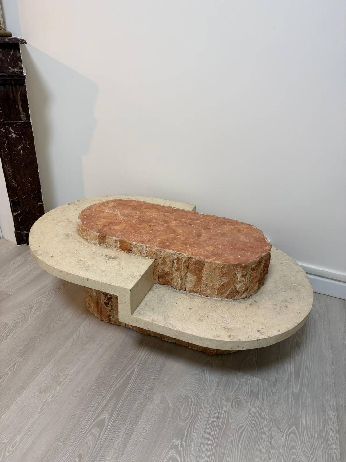Coffee table in marble and natural stone