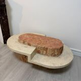 Coffee table in marble and natural stone