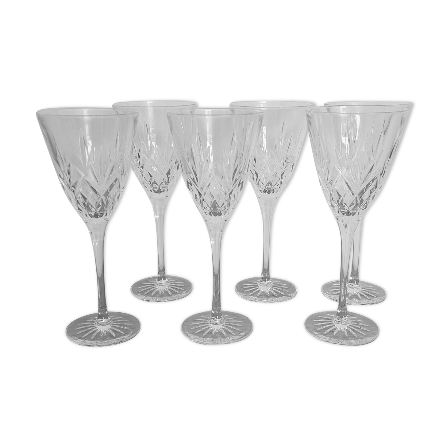 6 crystal wine glasses