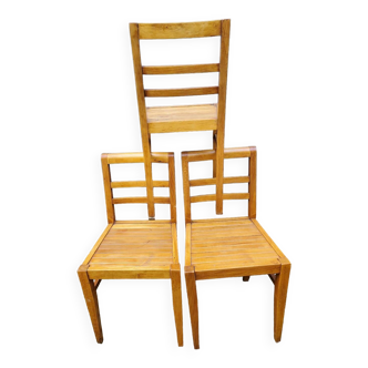 Trio of chairs 1940/50 by René Gabriel