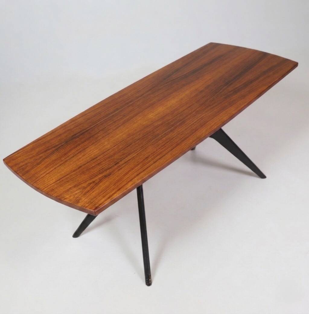 Vintage Scandinavian coffee table in teak with black legs - 1960s