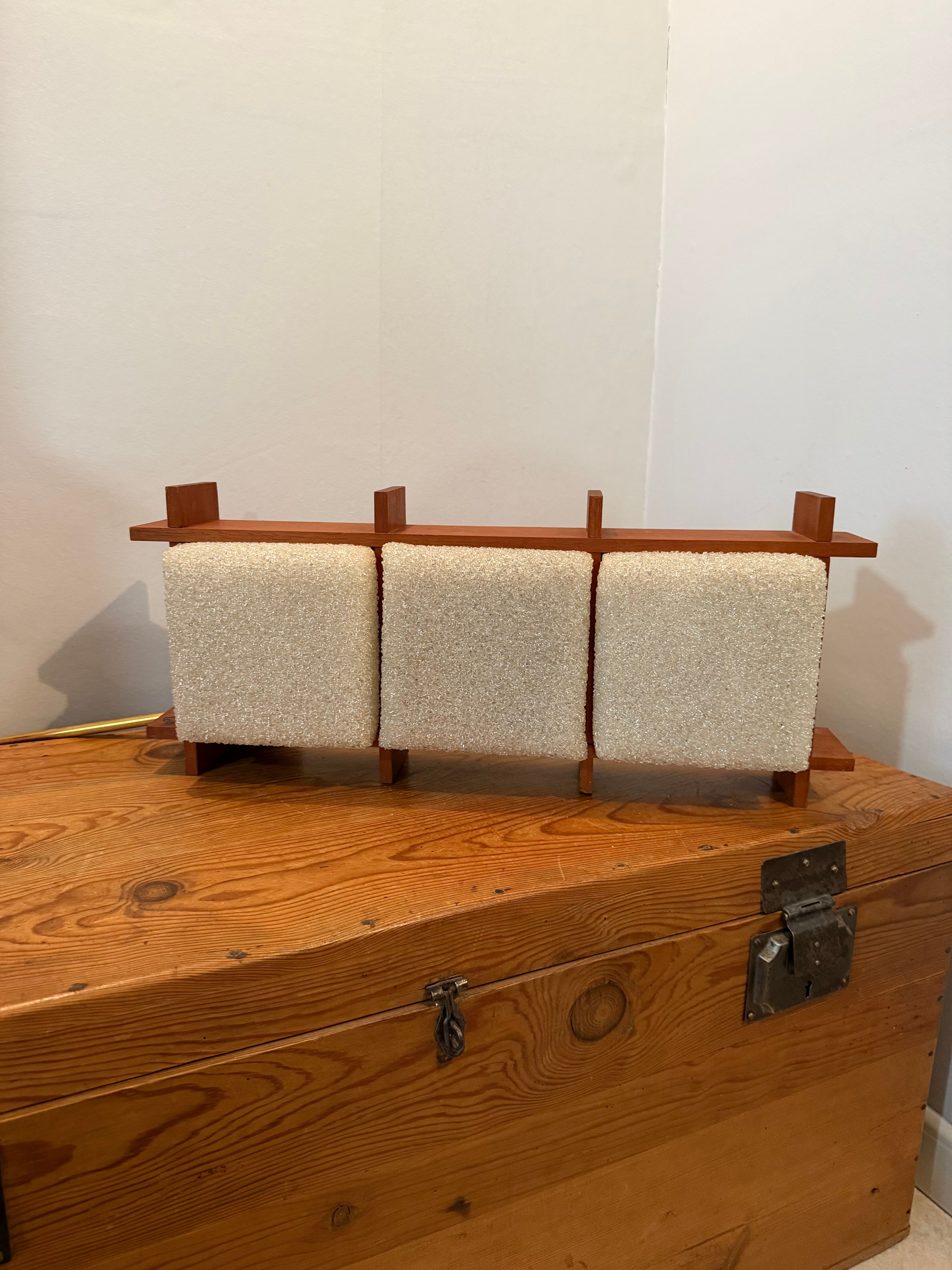 Scandinavian suspension design in teak and vintage perspex from the 1970s.