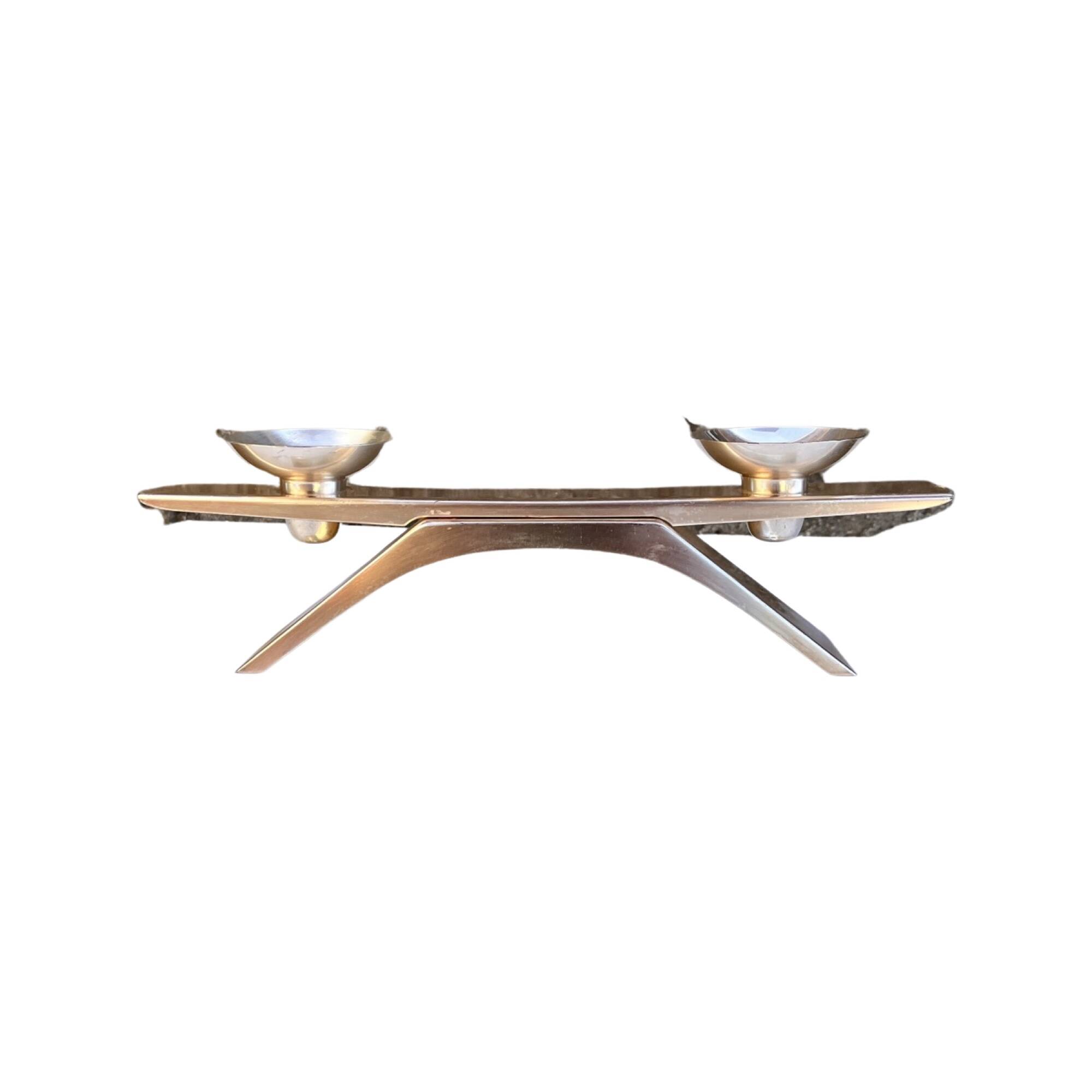 Silver-plated Ikora candlestick designed by K. Radtke WMF 1961