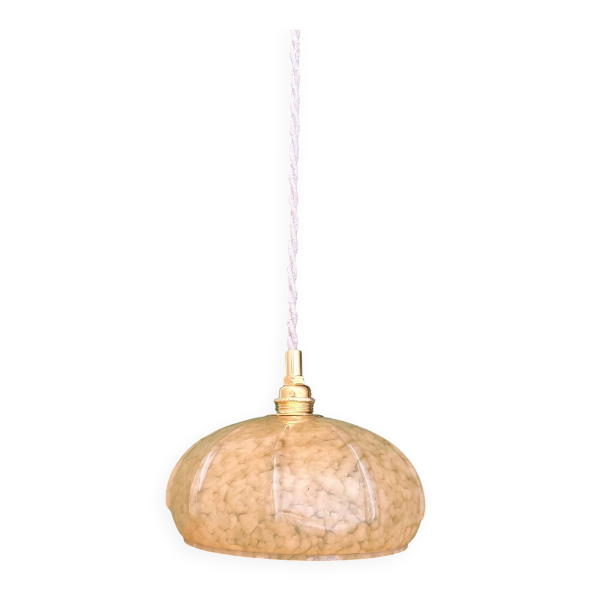 Vintage Art Deco glass pendant light in yellow from Clichy.