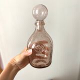 Pink bubbled glass decanter Biot vintage 60s