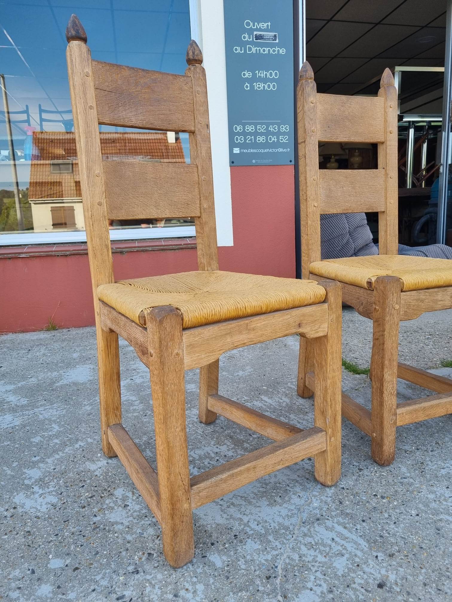 suite of 6 brutalist chairs