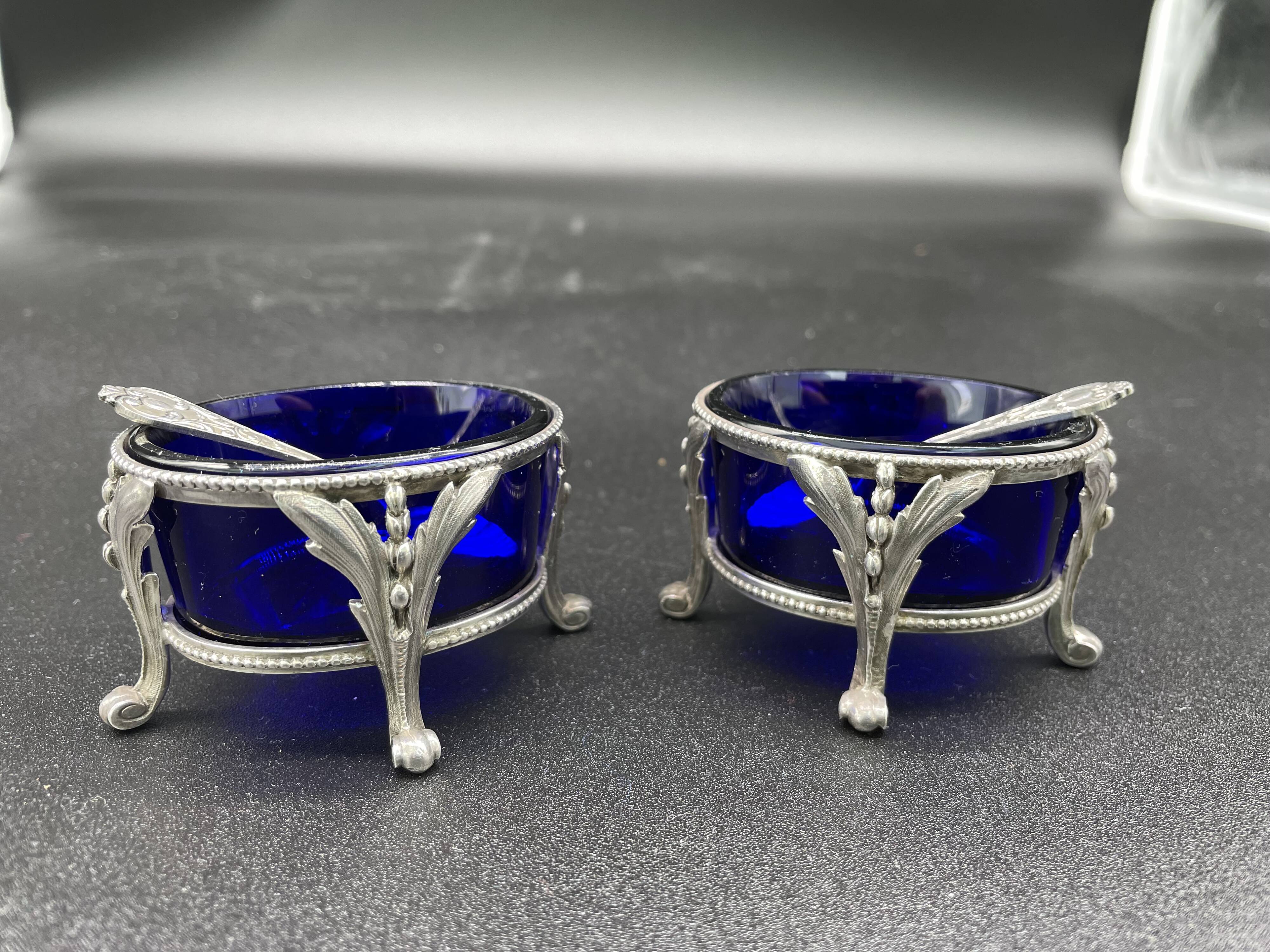 Pair of salerons in silver 925 goldsmith Antoine Cosson